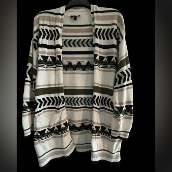 Express Aztec Boyfriend Fit Open Cardigan Sweater - Picture 4 of 4